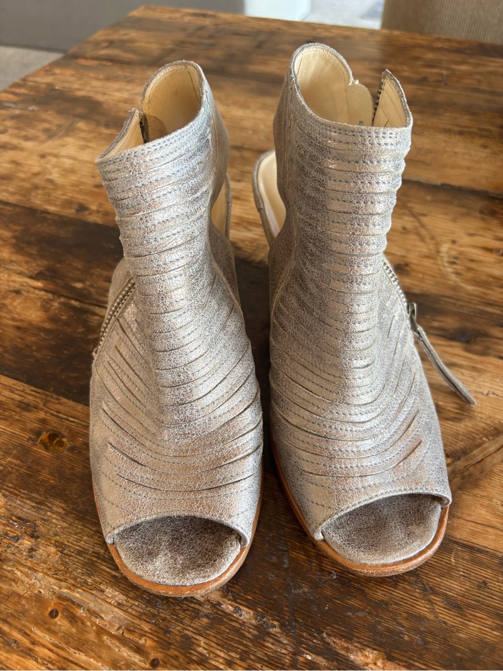 Paul Green Silver Peep-Toe Booties - Stylish Metallic Ankle Shoes